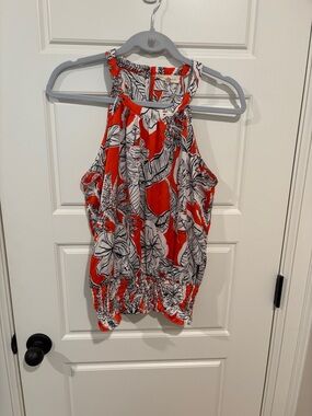 Promesa Red and White Floral Halter Camisole